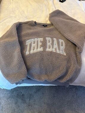 The Bar Plush Sherpa Pullover in Taupe